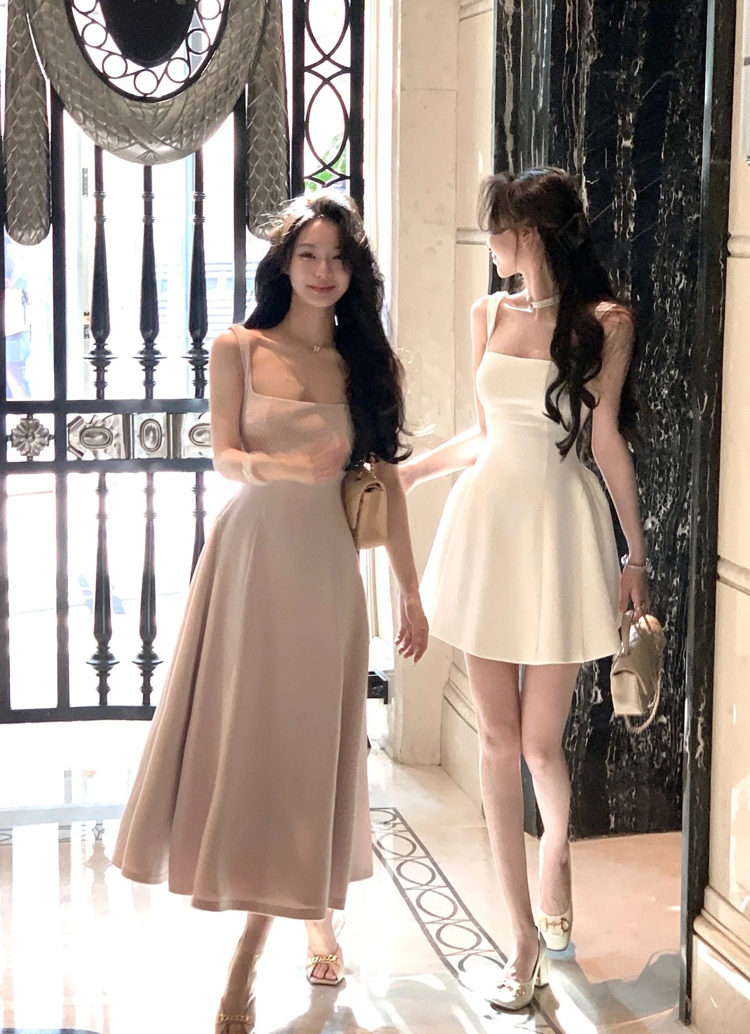 2024 Summer Solid Midi Dress Women French Elegant Holiday Party Dresses A-line Prom Robe Wedding Vestidos Ladies Clothes New