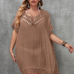 CROCHET BIKINI Plus Size Beach Tunic Women Swimwear Summer Sun Protection Clothes Cover Up Swim Beach Dress