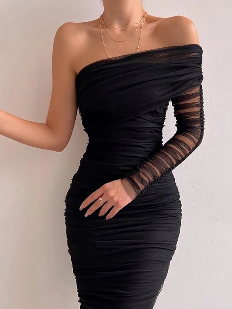 Sexy Women Lantern Sleeve V Neck Solid Maxi Dress Elegant Autumn Ladies Gauze Party Dress Fashion Femme Princess Dress Vestidos