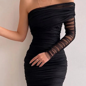 Sexy Women Lantern Sleeve V Neck Solid Maxi Dress Elegant Autumn Ladies Gauze Party Dress Fashion Femme Princess Dress Vestidos