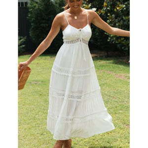 Summer New Women Boho Dress Fashion Spaghetti Strap White Beach Party Dress Robe Femme 2024 Elgeant Casual Female Vestidos