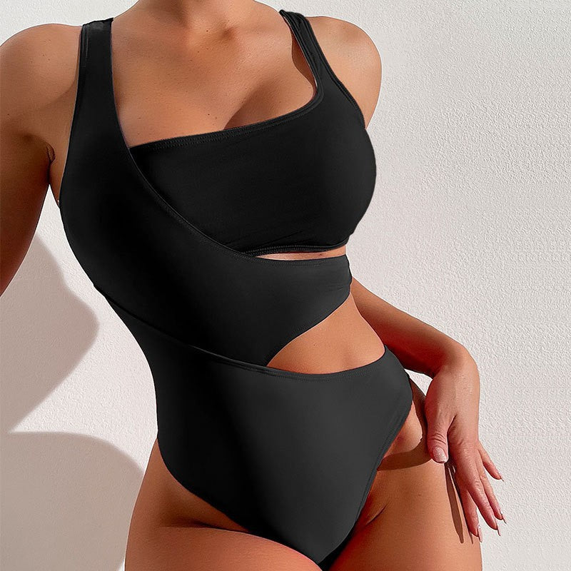 Cikini-One-Piece Swimsuit for Women, Color Contrast, Beach Bikini, Swimwear, Bathing Suit, Summer