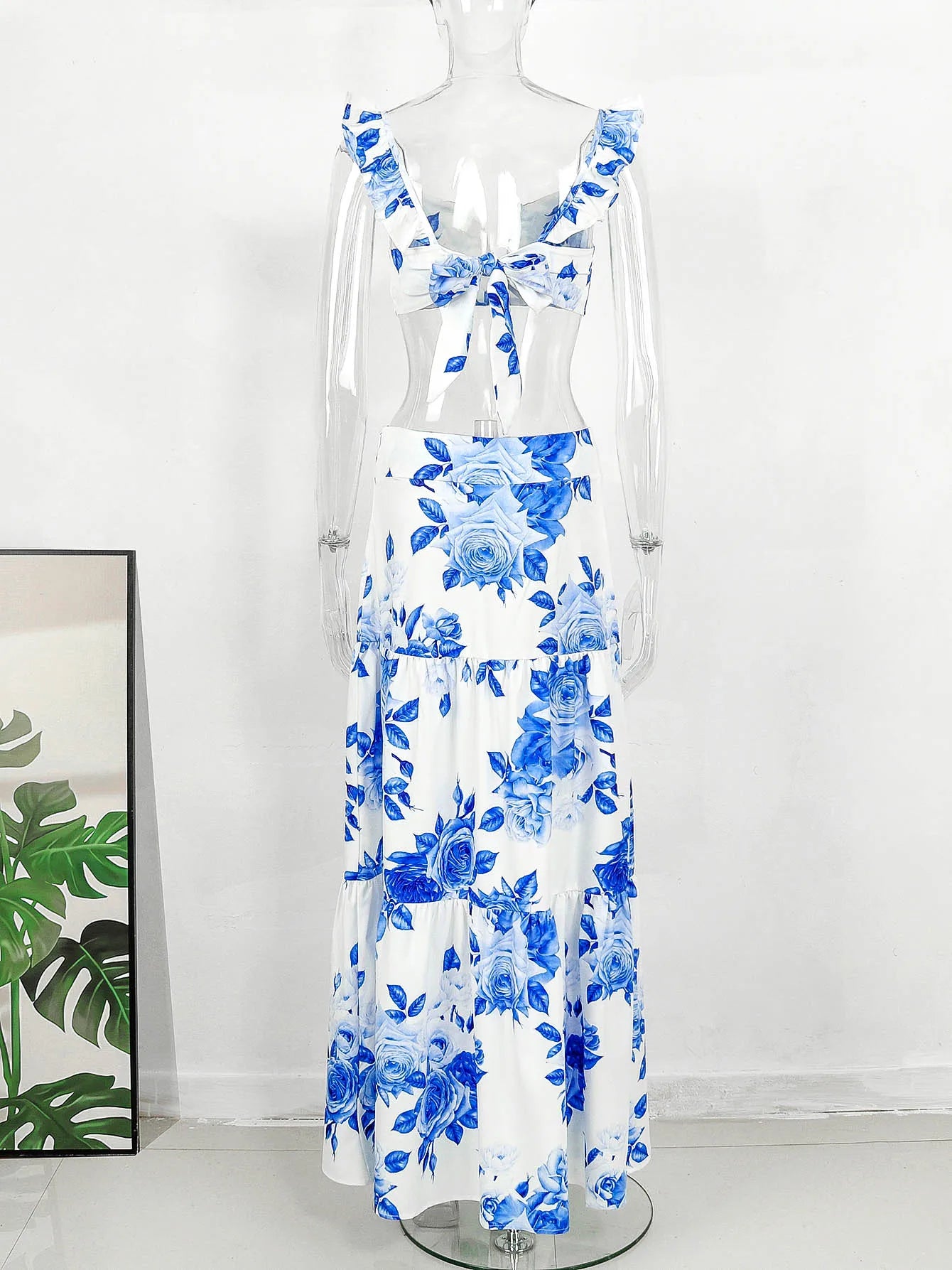 Dress Women Summer V Neck Spaghetti Strap Floral Sleeveless Casual Split Long Maxi Dress Halter Cover Up