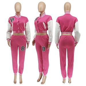 Patchwork Letter Printing Joggers Leisure Two-Piece Set Women's Sports Training Jogging Uniform Baseball Uniform Suit