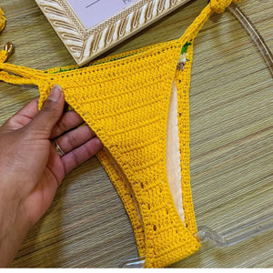 2024 Crochet Handmade Bikini Sets Sexy String Brazil Bathing Suit Swimsuit  Swimwear Boho Beachwear For Women Vacation Outfit