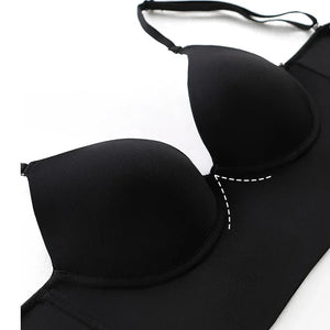 Invisible Lift Up Bra Backless Women Summer Bras Low Cut Sexy Plunge Brassiere Open Back Underwear Seamless Deep U Lingerie