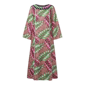 Plus Size 5XL VONDA Women Bohemian Printed Maxi Dress Long Sundress Long Flare Sleeve Casual Loose Elegant Party Vestido Robe