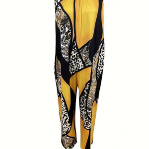 Spring and summer 2024 plus-size jumpsuit casual fashion belt print jumpsuit plus-size women's clothing