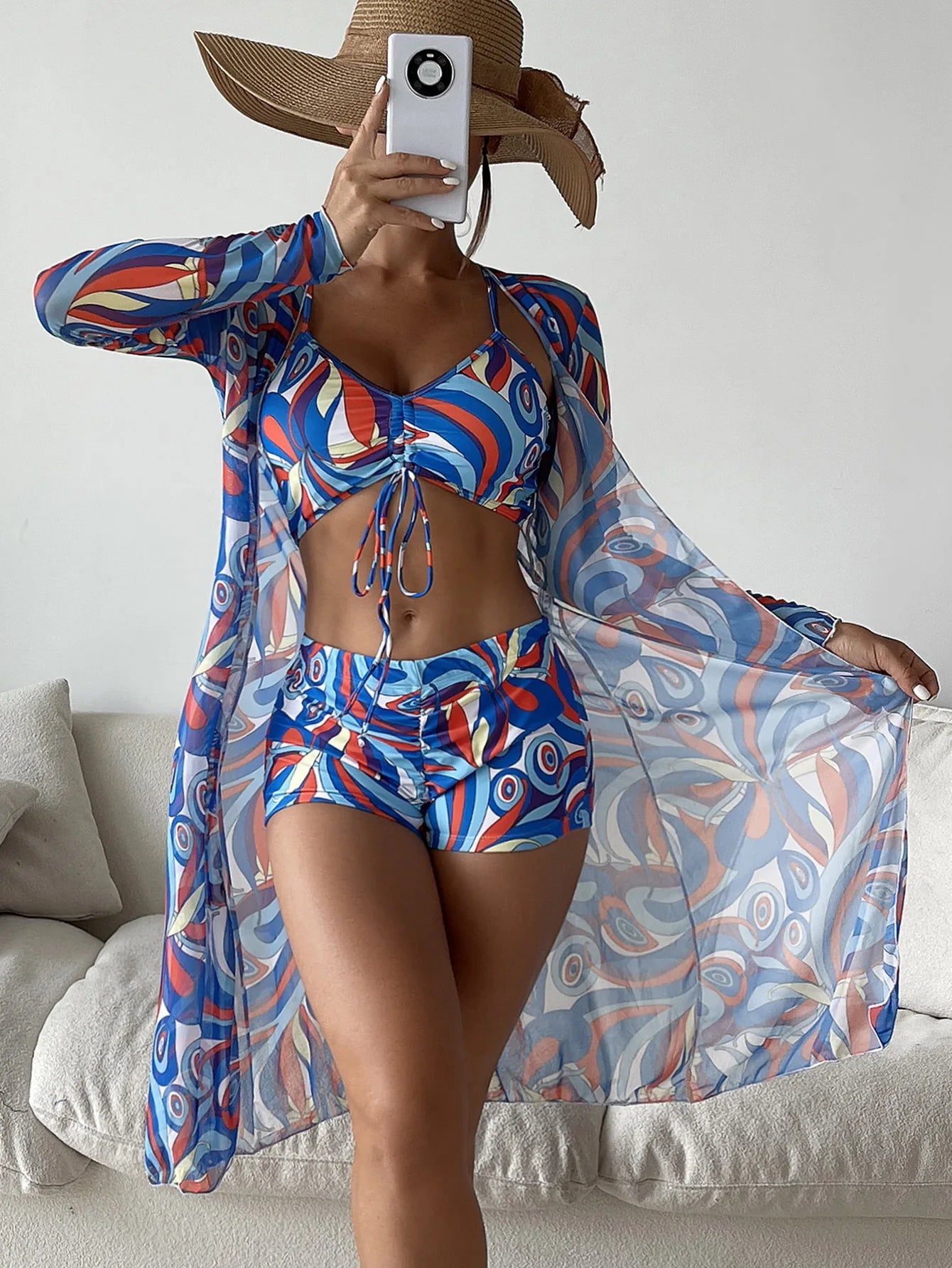 Sexy Print Bikini 2024 Women High Waist Swimsuit Cover Up Swimwear Female Lady Bathing Suit Swimming Summer Beachwear