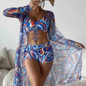 Sexy Print Bikini 2024 Women High Waist Swimsuit Cover Up Swimwear Female Lady Bathing Suit Swimming Summer Beachwear