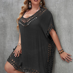 CROCHET BIKINI Plus Size Beach Tunic Women Swimwear Summer Sun Protection Clothes Cover Up Swim Beach Dress