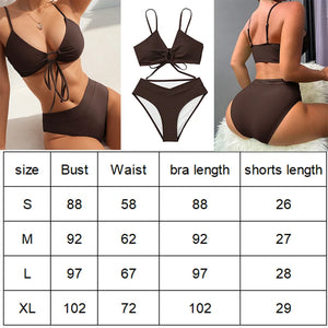 Tie Straps Female Bikini Suit 2 Pieces Beach Set V Type Waist Swimming Shorts Sexy Women Swimwear