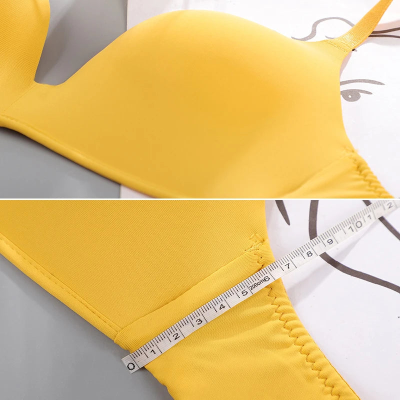 New Women Girls Seamless Thin Bra Underwear Elastic Push Up Bra Tank Top Vest Samll Chest Bra Gathered Lingerie Solid Breathable