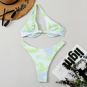 Sexy Micro Bikini 2024 Women Summer One Shoulder Neon High Cut Brazilian Bikini Set Push Up Swimming Suit Swimsuit