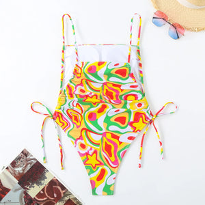 CHICHIC Tropical Plants Paisley Print One Piece Swimsuit Women Tummy Control Sexy Beachwear Vintage Bathing Suit Swimwear 2024