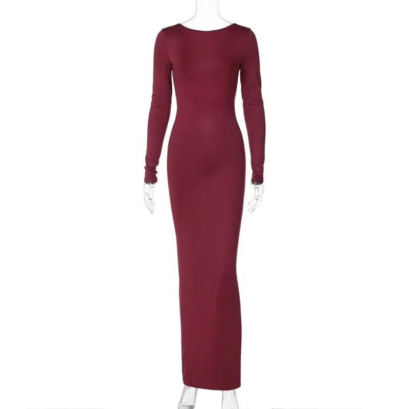 Autumn Winter Sexy Backless Bodycon Ruched Evening Party Maxi Long Dre Global Fashions GC Autumn Winter Sexy Backless Bodycon Ruched Evening Party Maxi Long Dre Global Fashions GC