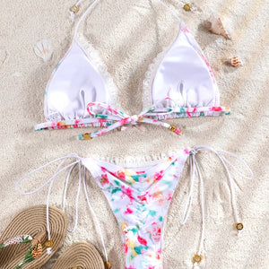 Miyouj Glitter Fabric Bikinis 2024 Sexy Bikini Set Folds Swimsuit Female Halter Bathing Suit Women Swimwear New Beachwear