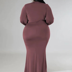 Wmstar Plus Size Party Dresses for Women Long Sleeve Stretch Sexy V Neck Elegant Maxi Dress Fall Clothes Wholesale Dropshipping