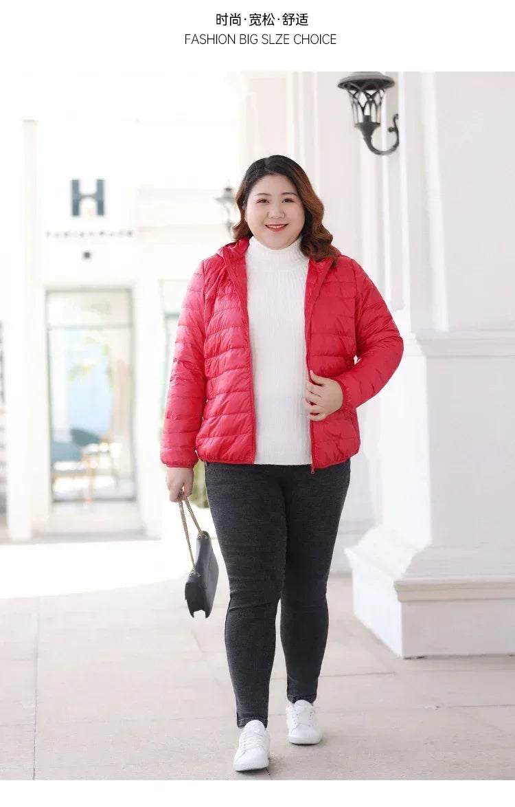 Plus Size 7xl 6xl 5xl Fall Women's Lightweight Water-Resistant Packable Hooded Jackets Autumn Winter Warm Female Down Coats