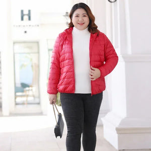 Plus Size 7xl 6xl 5xl Fall Women's Lightweight Water-Resistant Packable Hooded Jackets Autumn Winter Warm Female Down Coats