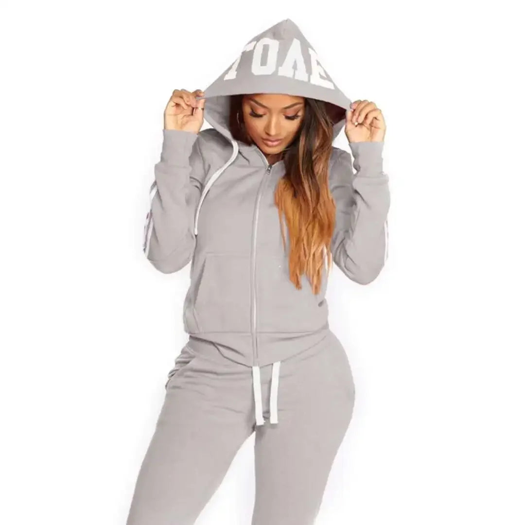 Women Sportswear Two Pieces Set 2023 Autumn Fashion Solid Color Zip Up Sweatshirts Casual Training Jogging Female Outerwear Suit