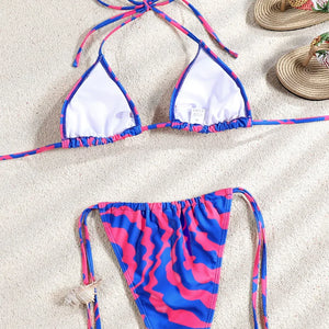 Patchwork Bikinis String Bikini Set Ruffles Side Swimwear Women Sexy Swimsuit Woman Halter Bathing Suits Two Piece Beachwear