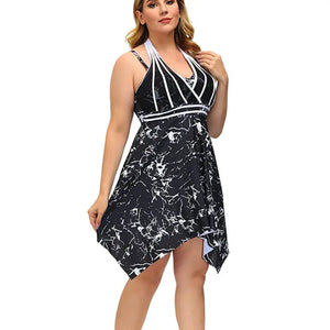 Summer Women's Swimsuit 2024 New Halter Swimdress Plus Size Swimwear Two Piece Tankini Swimsuits