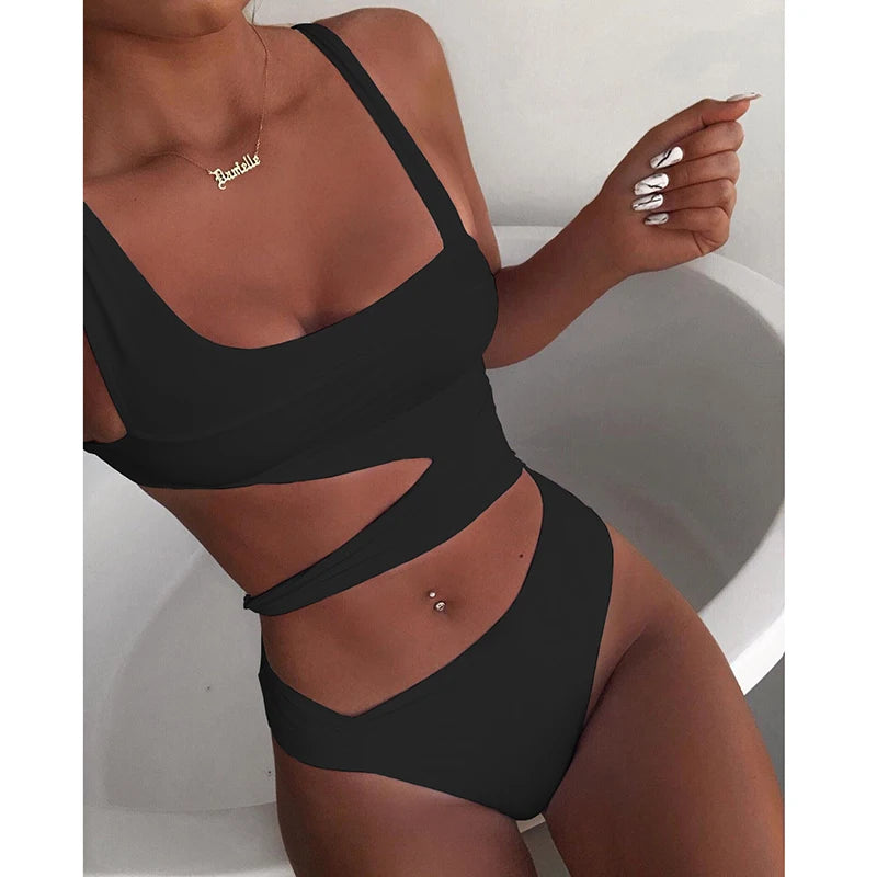 Sexy Bikini Set One Shoulder One-Piece Swimsuit Bath Suit Trend 2024 Off Shoulder Swimwear Bodysuit Bathing Suit Biquini Luxury