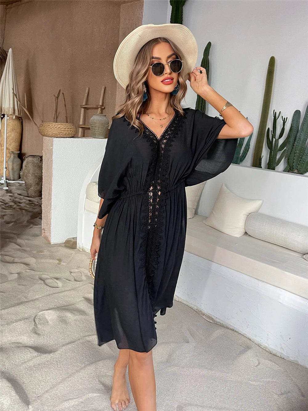 Bohemian Women's Swimsuit Dresses Sexy Beachwear Casual Beach Bathing Suit Cover Up Dress Beach Kimono Cover Ups Beach Dress