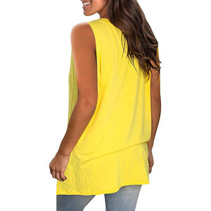 Plus size European and American solid color loose V-neck sleeveless T-shirt tops for women in large quantities in stock