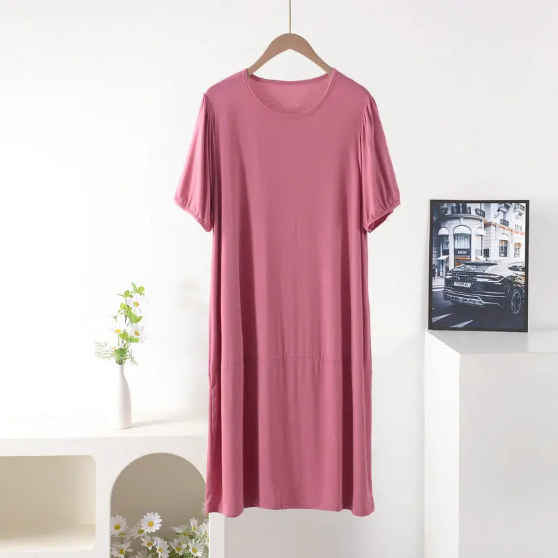 Plus size Summer women's Loose dress short sleeves solid color XL to 8XL  dresses