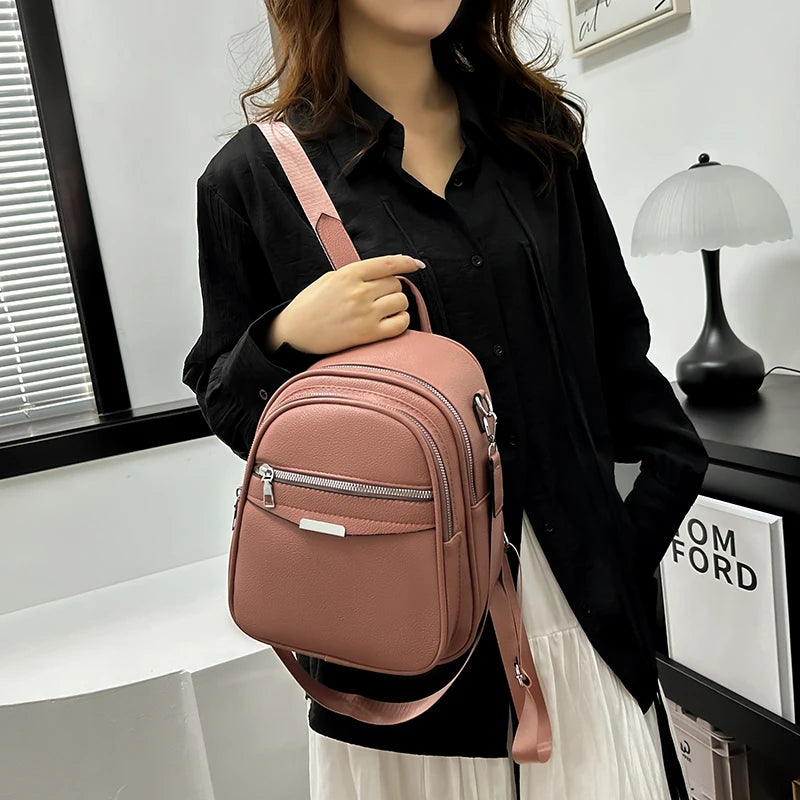 Multi Functional Female Backpack High Quality Leather Mochilas Luxurious Women's Designer Brand Backpacks Travel Bagpack Sac