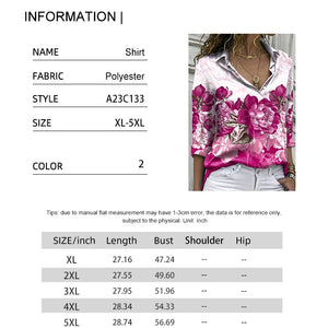 Plus Size 2024 Summer New Women's Printed Pattern Shirt Single Row Button Lapel Long Sleeve Shirt Polyester Material