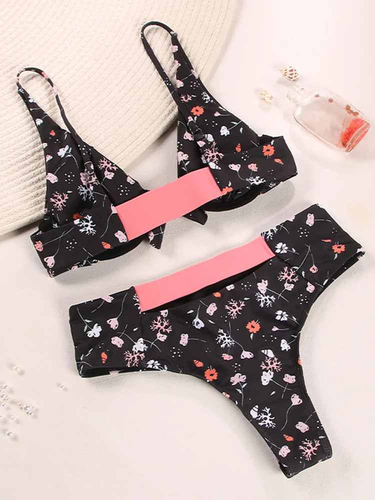 Miyouj Push Up Bikini Set High Waist Bikinis Female String Biquini Fashion Swimsuit Women'S Beach Swim Swimwear Bandeau