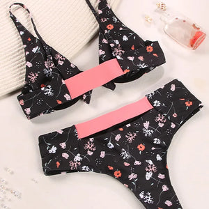 Miyouj Push Up Bikini Set High Waist Bikinis Female String Biquini Fashion Swimsuit Women'S Beach Swim Swimwear Bandeau