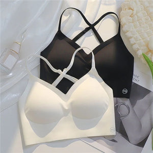 Summer Thin Sexy U-Shaped Back Lingerie Female Inner Wear Undershirt Without Trace Backless Triangle Cup Polymerization Bra