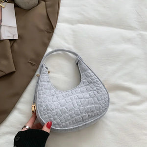 Fashion Luxury Design Felt Shoulder Hobo Bag Women Clutch Handbag Purse Female Solid Color Underarm Bag Small Shopper Tote