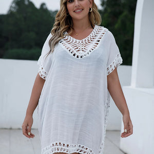 CROCHET BIKINI Plus Size Beach Tunic Women Swimwear Summer Sun Protection Clothes Cover Up Swim Beach Dress