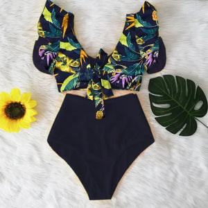 2024 Print Swimwear Women High Waist Bikini Ruffle Swimsuit Push Up Bikinis Set Bathing Suit Beach wear Summer Biquini Female