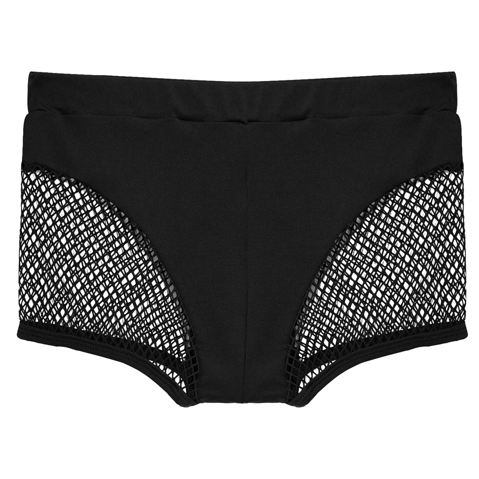 Womens Hollow Out Fishnet Booty Shorts Sexy Lingerie Mid Waist Stretchy Hot Pants for Sports Fitness Yoga Pole Dancing Swimming