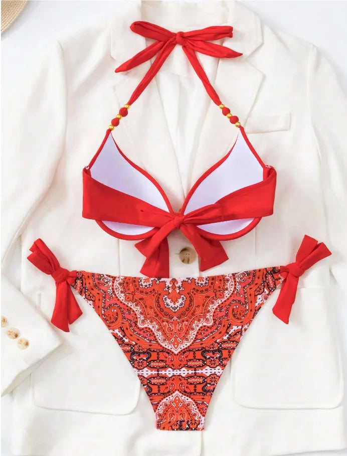 Sexy Push Up Bikini 2024 Women Swimsuit Two Piece Swimwear Female Thong Bikinis Set Swimming for Bathing Suits Brazilian Biquini