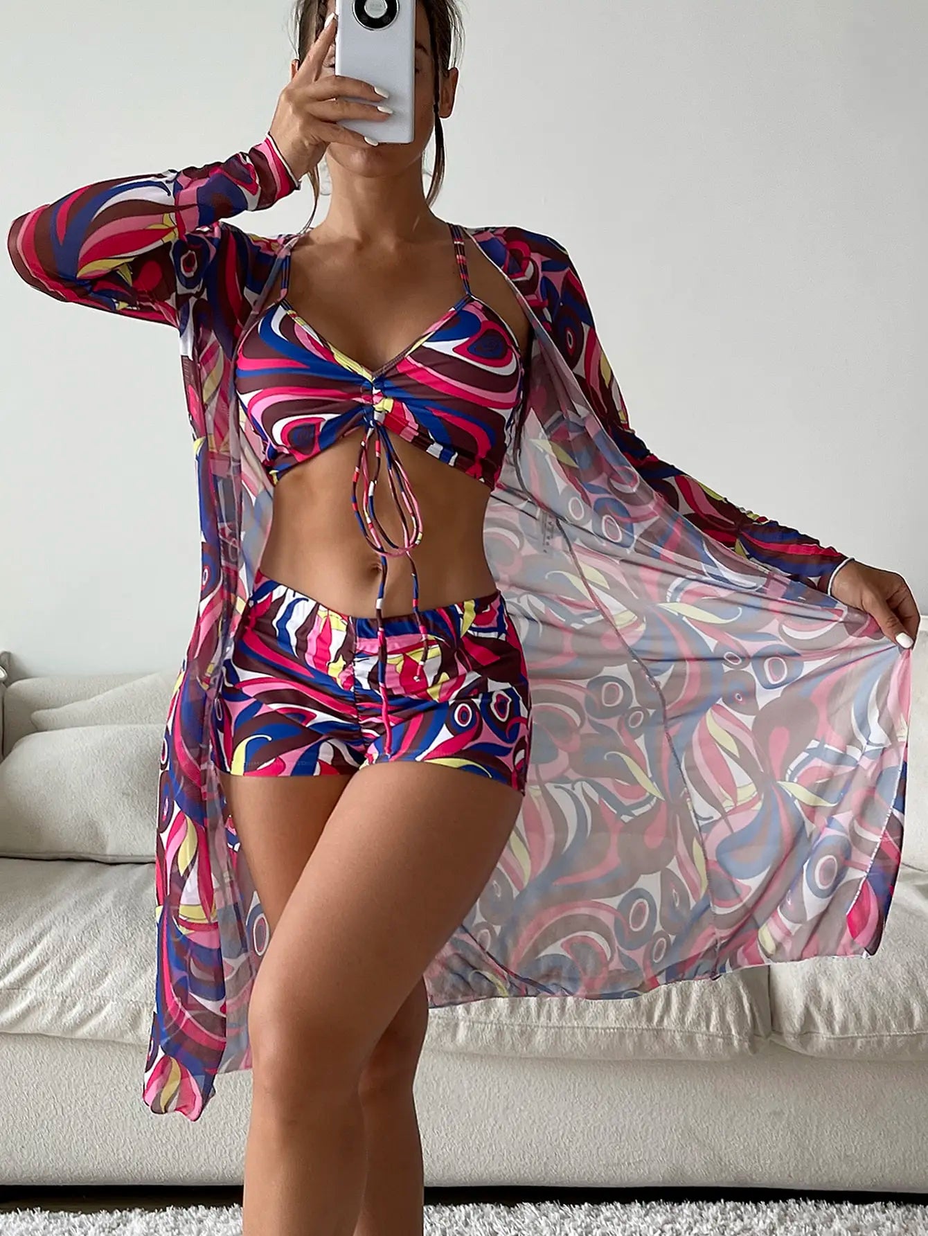 Sexy Print Bikini 2024 Women High Waist Swimsuit Cover Up Swimwear Female Lady Bathing Suit Swimming Summer Beachwear