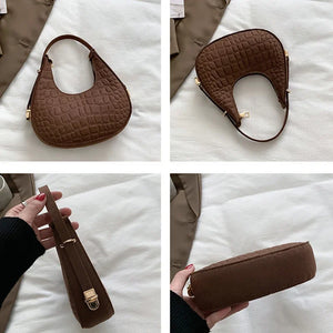 Fashion Luxury Design Felt Shoulder Hobo Bag Women Clutch Handbag Purse Female Solid Color Underarm Bag Small Shopper Tote