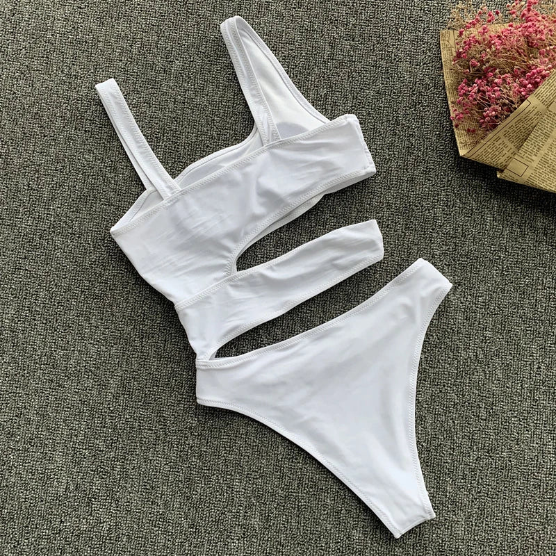 Sexy Bikini Set One Shoulder One-Piece Swimsuit Bath Suit Trend 2024 Off Shoulder Swimwear Bodysuit Bathing Suit Biquini Luxury