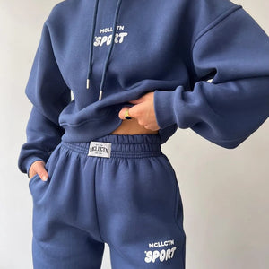 Women Thickened Tracksuit Autumn Winter Warm Hoodies Top Pant Suits Sweatshirts Jogging Pant Outfits Sweatpants 2 Piece Sets