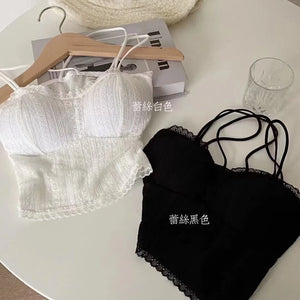 Fashion Lace Camisole For Female Sexy Underwear Women's Lingerie Brassiere White Tube Top Lady Soft Cropped Tops Vest Cami Bra