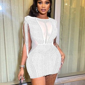 Znaiml Luxury Mesh Sheer Patchwork Sparkly Night Club Party Prom Dresses for Women Crystal Diamonds Rhinestone Birthday Vestidos