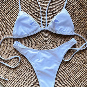 Micro Brazilian Mini Bikini Set Swimming Suits Pads Bikinis 2024 Push Up Bathing Suits Coffee String Swimwear Women Swimsuit