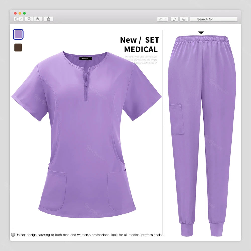 Surgical Uniforms Woman Nursing Sets Pocket Top Jogging Pants Medical Nurse Uniforms Scrubs Clinical Beauty Salon Hospital Suits