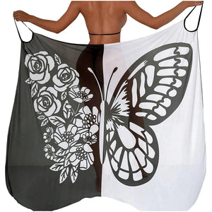 New Butterfly Print Beach Skirt Scarf Sexy Mesh Colored Multi Color Swimwear For Women Dress Cover up Formal Toddler